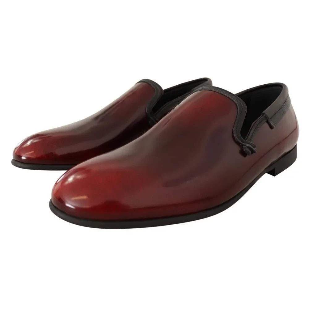 Dolce & Gabbana Elegant Bordeaux Leather Loafers - Picture 5 of 9